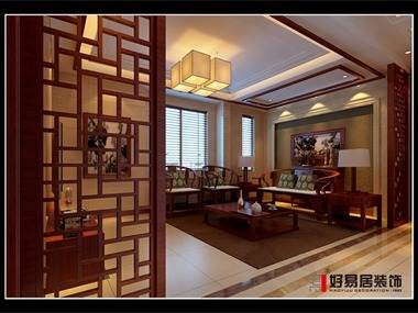 本案例为中式，中式风格是以宫廷建筑为代表的中国古典