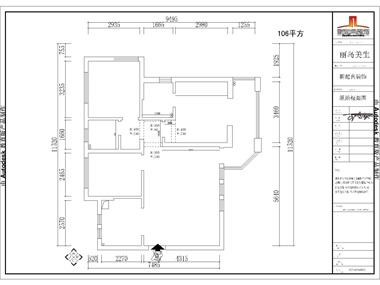 本案戶型三房?jī)蓮d，建筑面積為106平方米。設(shè)計(jì)師在