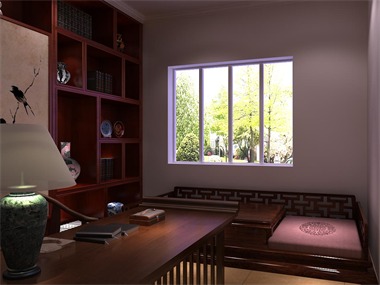 中式书房窗户效果图