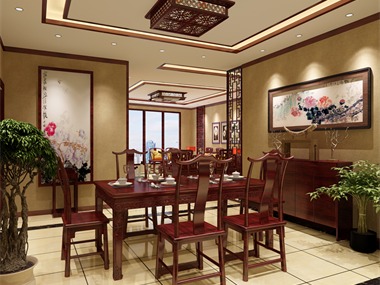 中式餐厅背景墙效果图