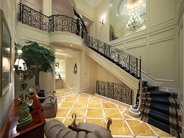新古典客厅楼梯效果图