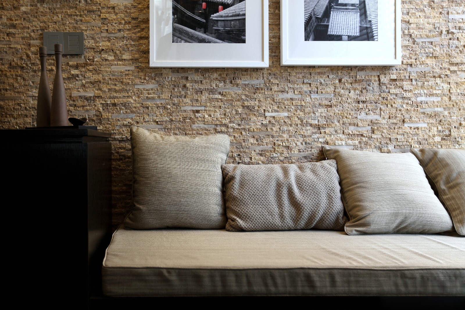 现代客厅沙发背景墙实景图