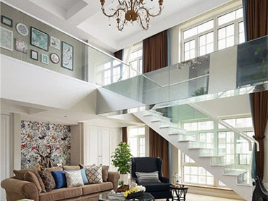 美式客厅楼梯实景图