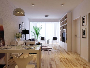 本户型为单身公寓，所以设计时考虑的是营造出宽敞的空